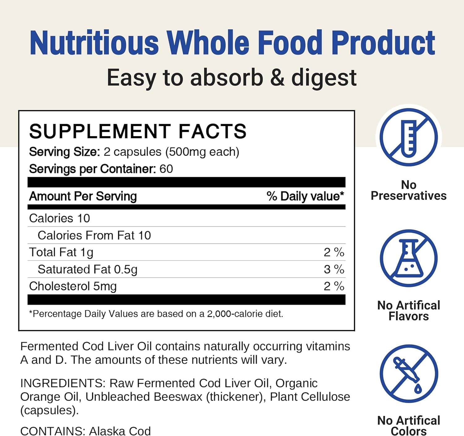 Fermented Cod Liver Oil Orange Flavor 120 Caps