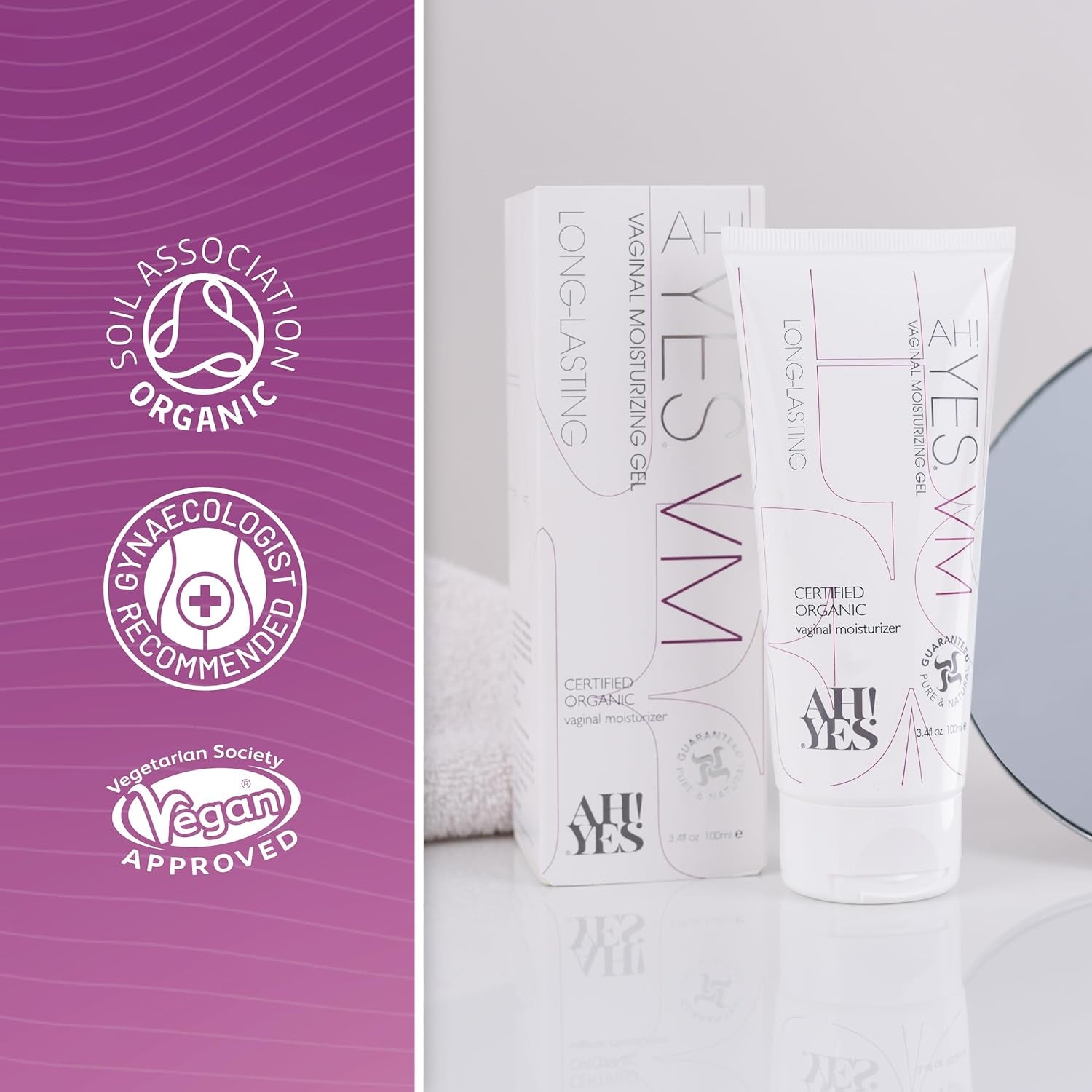 AH! YES® VM Water Based Vaginal Moisturizer | Long Lasting & Fast Acting for Vaginal Dryness & Irritation | Ph Matched | Estrogen Free | Certified Organic & Natural (30 X 0.17 Fl Oz Applicators) 