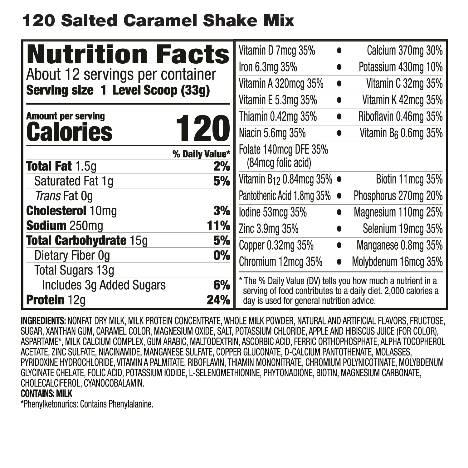 120 Shake Meal Replacement Powder | Salted Caramel Shake Mix to Support Healthy Weight Loss | 12G of Protein | Nutritional Drink | Low Calorie Food | 12 Servings 