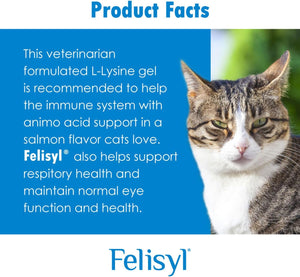 L-Lysine Gel for Cats - Immune System Support - Supplement Support for Healthy Tissue, Respiratory, and Vision - Salmon-Flavored - Made in the USA - 5 Oz