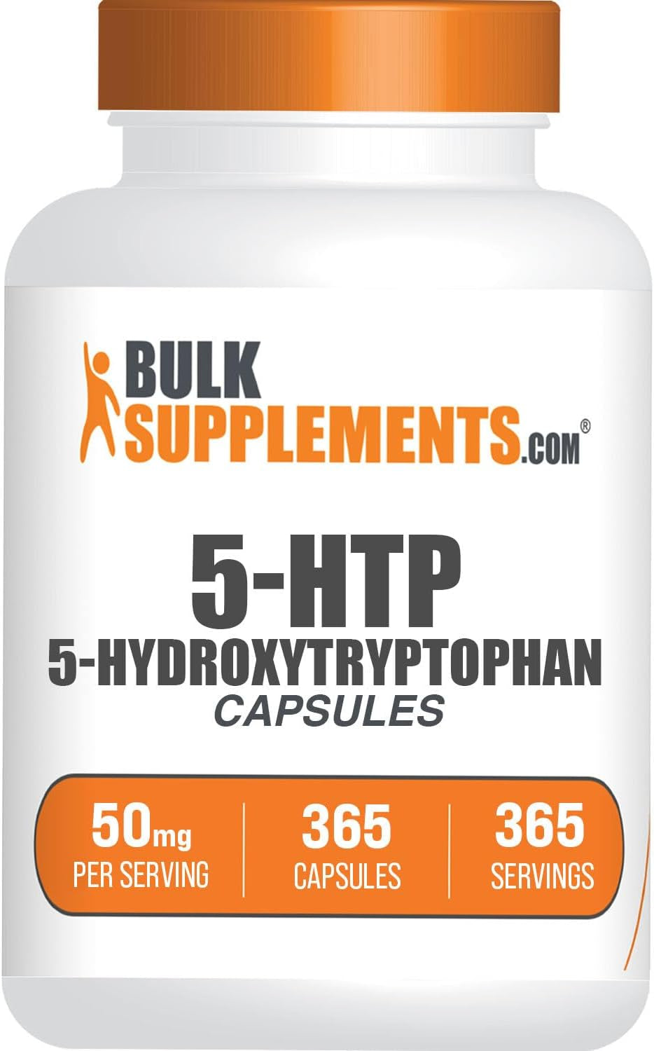 Bulksupplements.Com 5-HTP Capsules - 5-Hydroxytryptophan, 5-HTP 50Mg - 5 HTP Supplement for Well-Being - Amino Acid & Gluten Free, 1 Capsule per Serving, 365 Capsules (Pack of 1)