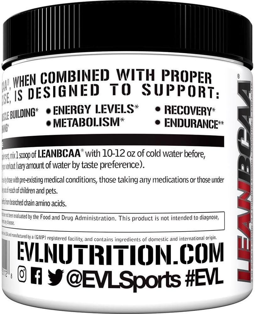Evlution Stimulant Free Lean BCAA Powder Nutrition Bcaas Amino Acids Powder with CLA Carnitine and 2:1:1 Branched Chain Amino Acids Supports Muscle Recovery Fat Burn and Metabolism - Blue Raz