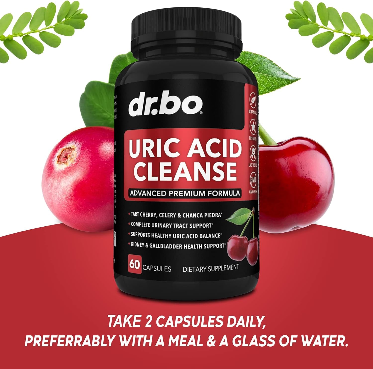 Uric Acid Cleanse Support Supplement - Kidney Herbal Supplements Pills with Chanca Piedra, Celery & Tart Cherry Extract Formula - Joint Support, Uric Acid Flush & Kidney Cleanse Detox Purge Capsules 