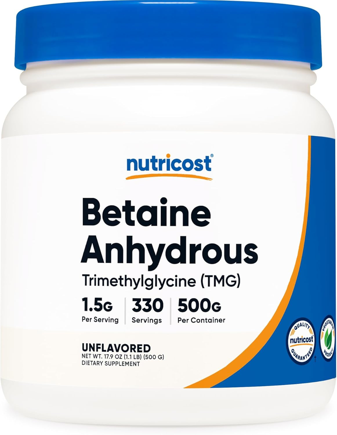 Nutricost Betaine Anhydrous Trimethylglycine (TMG) Powder 500 Grams 