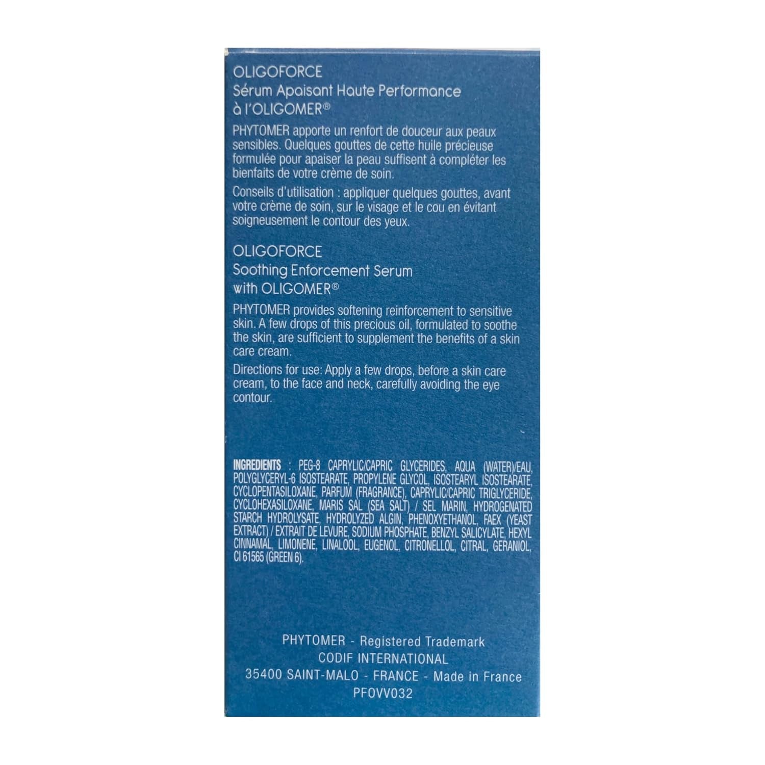 PHYTOMER Oligoforce Soothing Enforcement Face Serum | Soothing Skin Serum for Irritated, Sensitive Skin | Calms Skin & Reduce Redness | Natural Ingredients | Sustainable & Eco-Friendly | 30 Ml