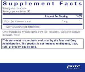Lithium (Orotate) 1 Mg | Support for Calmness and Behavior | 90 Capsules 