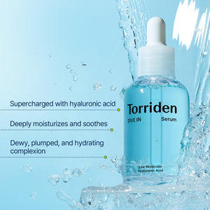 Torriden DIVE-IN Low-Molecular Hyaluronic Acid Serum, 1.69 Fl Oz | Fragrance-Free Face Serum for Dry, Dehydrated, Oily Skin | Vegan, Clean, Cruelty-Free Korean Skin Care