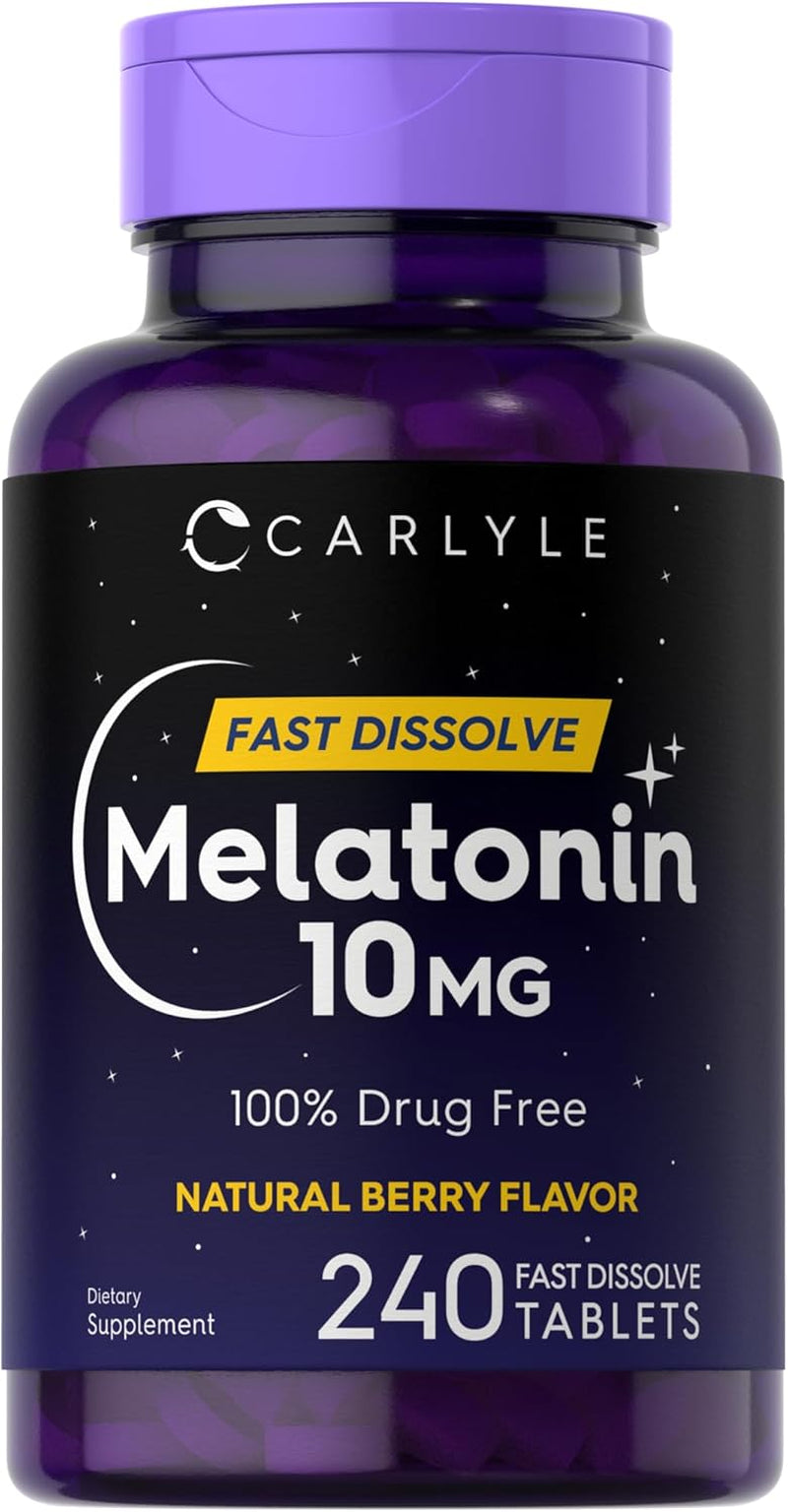 Carlyle Melatonin 10Mg | 240 Pills | Berry Flavor | Fast Dissolve Tablets | Drug Free Supplement | Vegetarian, Non-Gmo, Gluten Free
