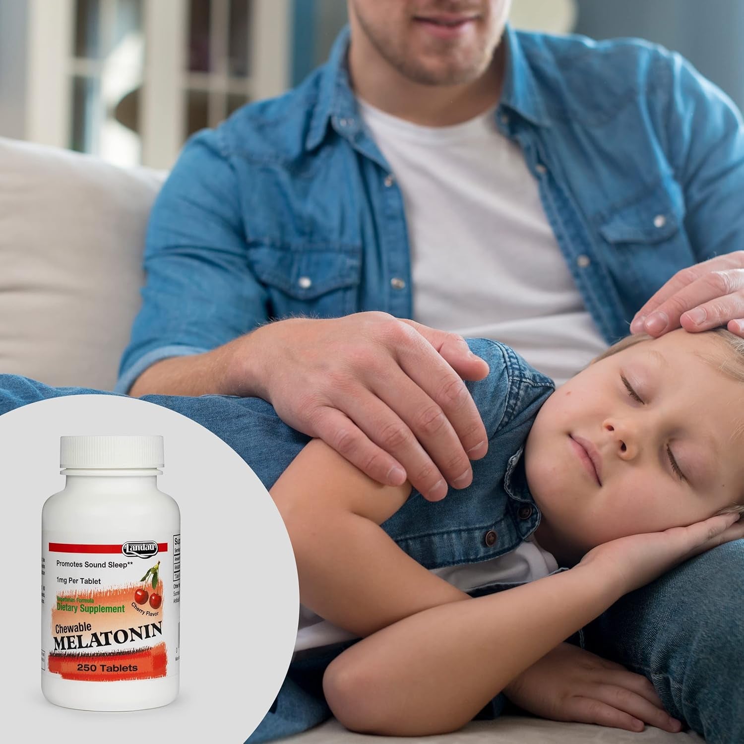 Landau 1Mg Chewable Melatonin – Easy-To-Take Natural Sleep Aid for Men & Women – Our Melatonin Is Kosher & Made in the USA – 100 Tablets, Natural Cherry Flavor