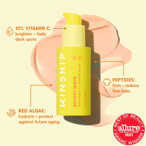 Kinship Self Smooth 10% Glycolic Pore Minimizing Toner-Serum - Exfoliating Glycolic Acid - Overnight Resurfacing Treatment - Brighten, Smooth, Hydrate - AHA + Vitamin C Facial Toner (2.2 Fl Oz)