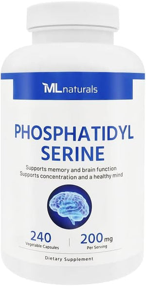 Phosphatidyl Serine 200 Mg 240 Vegetable Capsules, 99% Purity Phosphatidyl Serine. Supports Memory & Brain Function