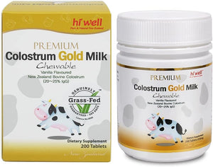 Hi Well Premium Grass-Fed Colostrum Gold Milk 200Tablets