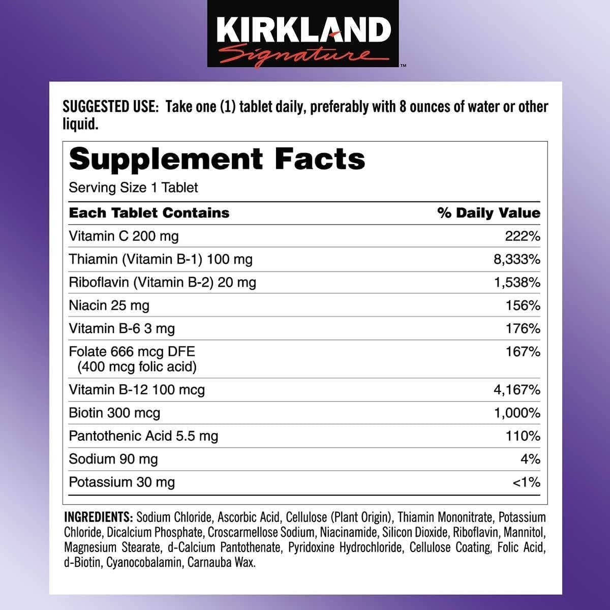 Kirkland Signature Super B-Complex (2-Pack) with Electrolytes (2 X 500 Tablets)