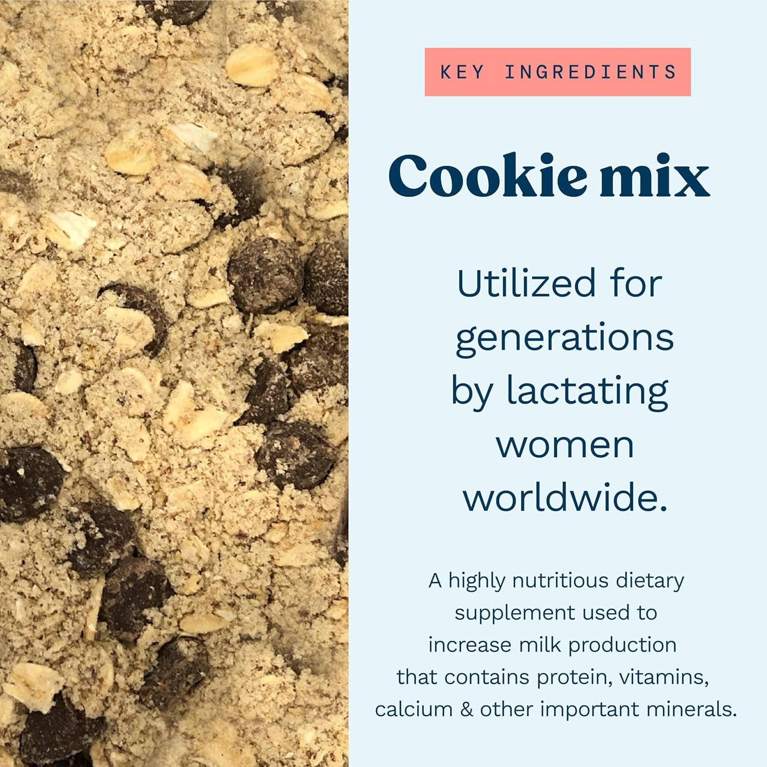 Lactation Cookies Mix - Oatmeal Breastfeeding Cookie Supplement Support for Breast Milk Supply Increase with Flax Seed and Brewers Yeast (Chocolate Chip) 15Oz