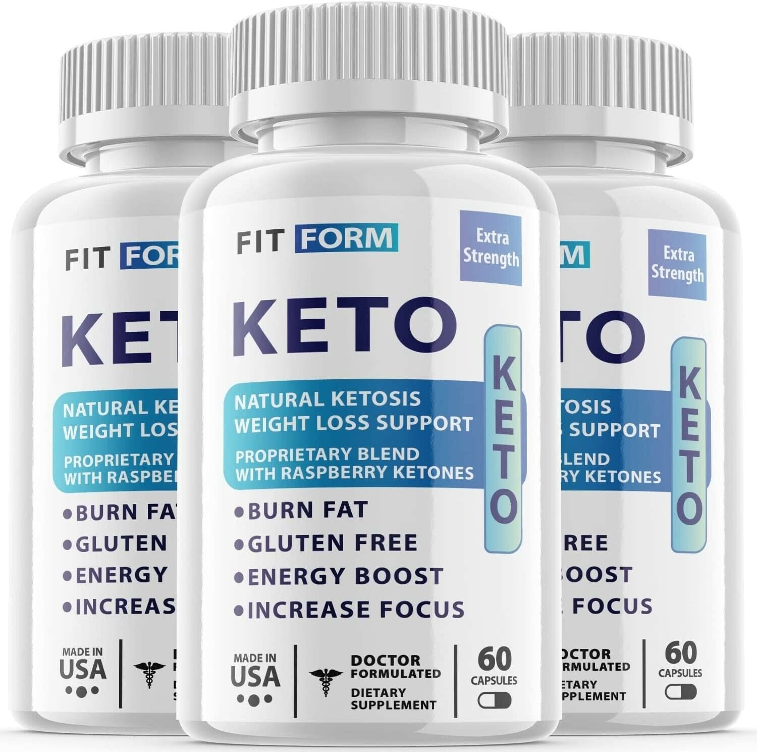 3 Pack-Fit Form Keto Diet Pills,Weight Loss,Fat Burn,Appetite Control Supplement 