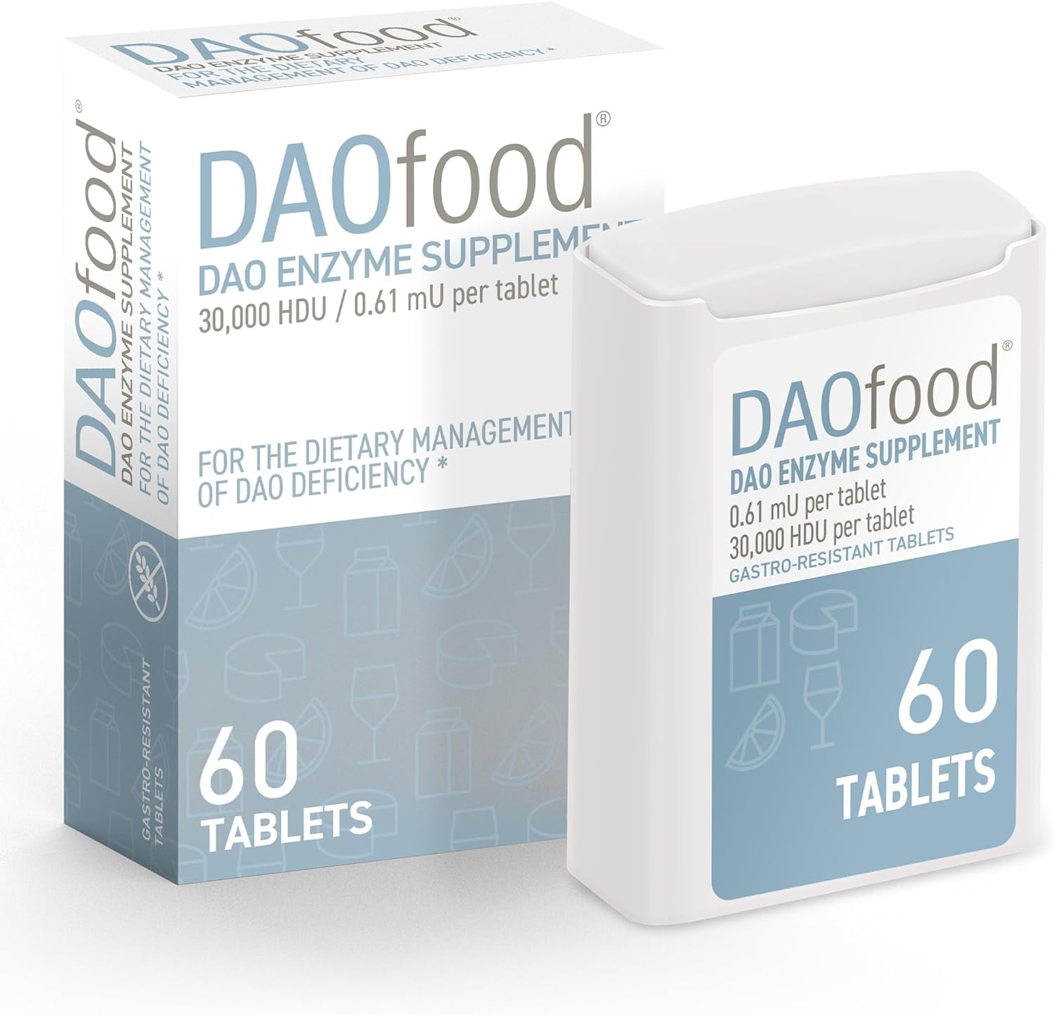DR Healthcare Daofood - Dietary Management of DAO Deficiency - Dispenser 60 Mini Gastro-Resistant Tablets - DAO Enzyme