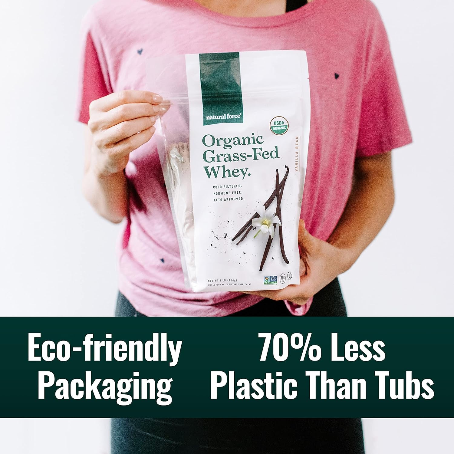 Grass Fed Organic Whey Protein Powder – Non GMO Verified, Humane Certified & Lab Tested for Toxins – Real Vanilla Flavor – Keto Friendly, Low Carb, and Kosher - 16 Ounce A2 Protein