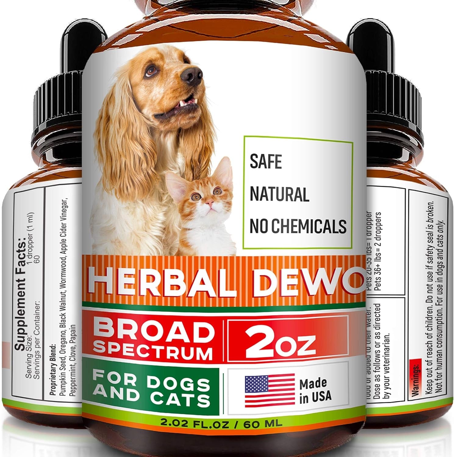 Herbal Cleanse Fot Cats and Dogs - Homeopathics Parasites and Toxins for Dogs and Cats - All Breeds and Size - Puppy & Kitten - 2Oz 