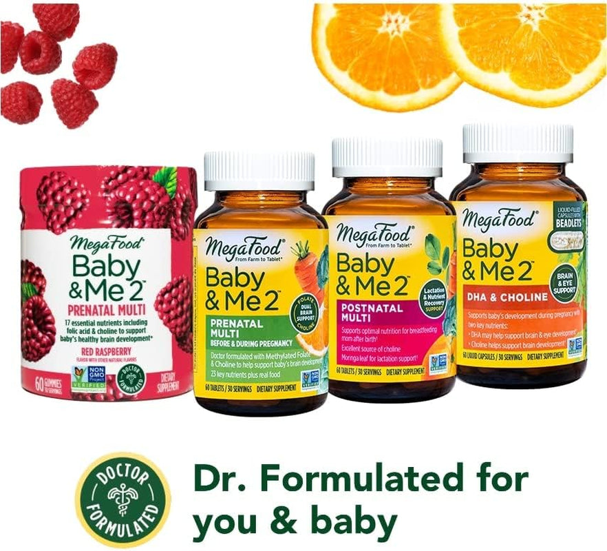 Megafood Baby & Me 2 Prenatal Vitamin and Minerals - Vitamins for Women - with Folate (Folic Acid Natural Form), Choline, Iron, Iodine, and Vitamin C, Vitamin D and More - 120 Tabs (60 Servings)