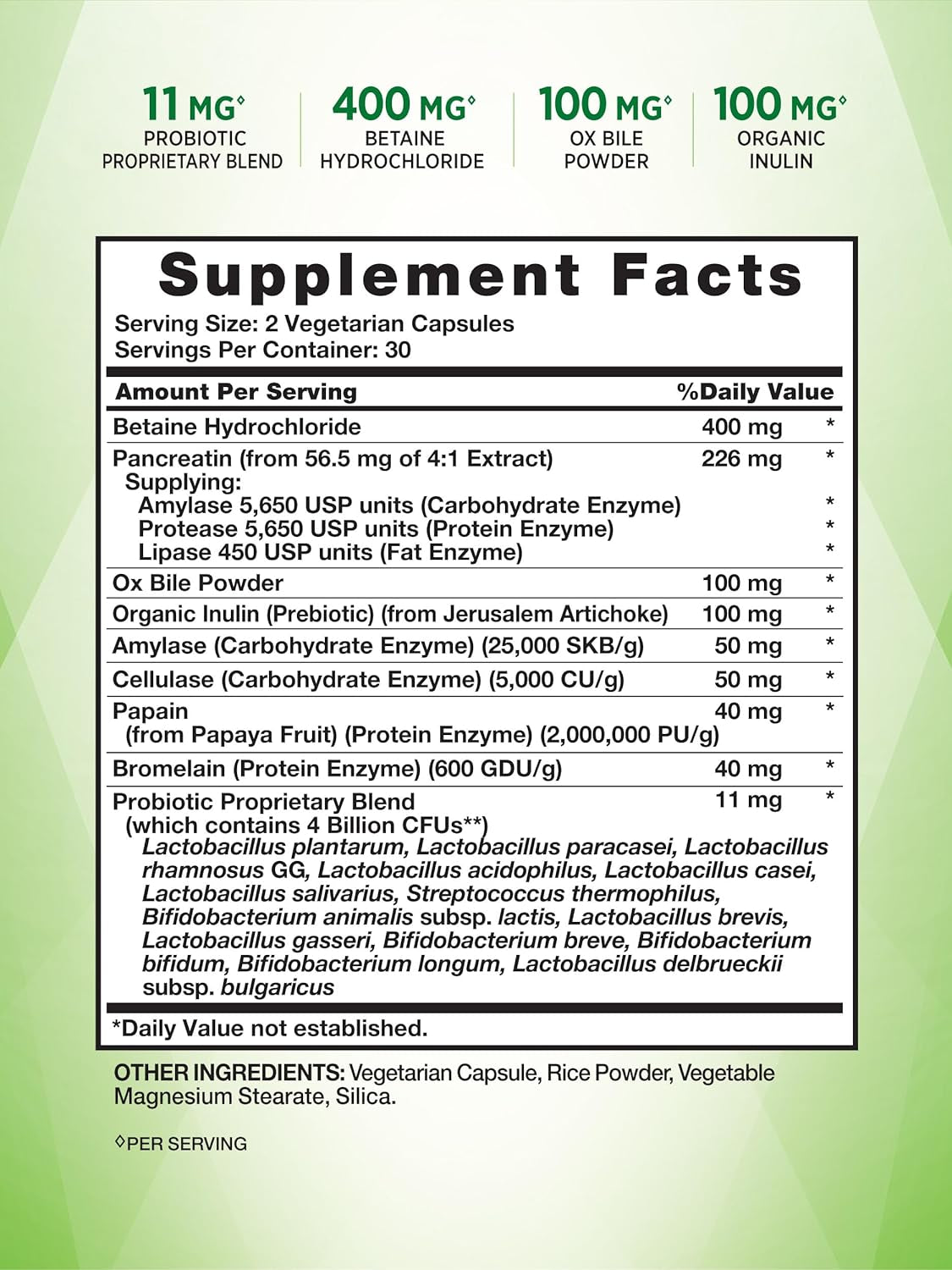 Probiotics with Enzymes | 60 Capsules | Stomach Friendly for Men and Women | Non-Gmo and Gluten Free Digestive Health Supplement