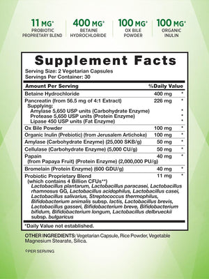 Probiotics with Enzymes | 60 Capsules | Stomach Friendly for Men and Women | Non-Gmo and Gluten Free Digestive Health Supplement