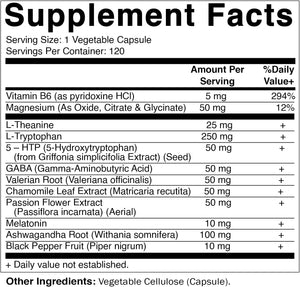 Vitamatic Advanced Sleep Aid with Melatonin - 120 Vegetable Capsules Made with B6, Magnesium, L-Theanine, L-Tryptophan, 5-HTP, GABA, Valerian, Chamomile, Passion Flower, Ashwagandha & Black Pepper