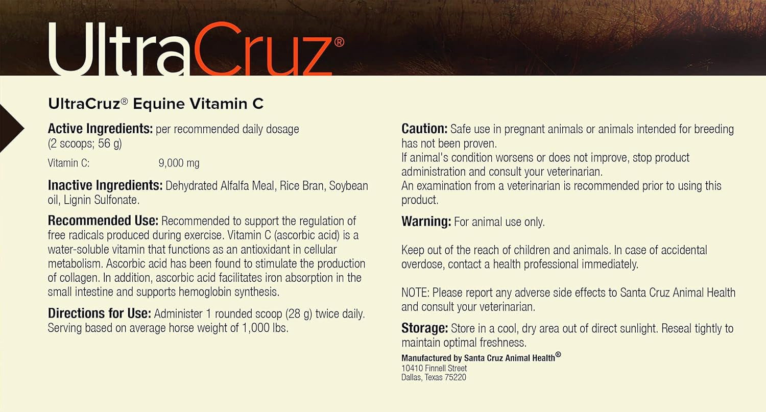 Ultracruz Equine Vitamin C (Ascorbic Acid) Supplement for Horses, 4 Lb, Pellet (32 Day Supply),Sc-516465