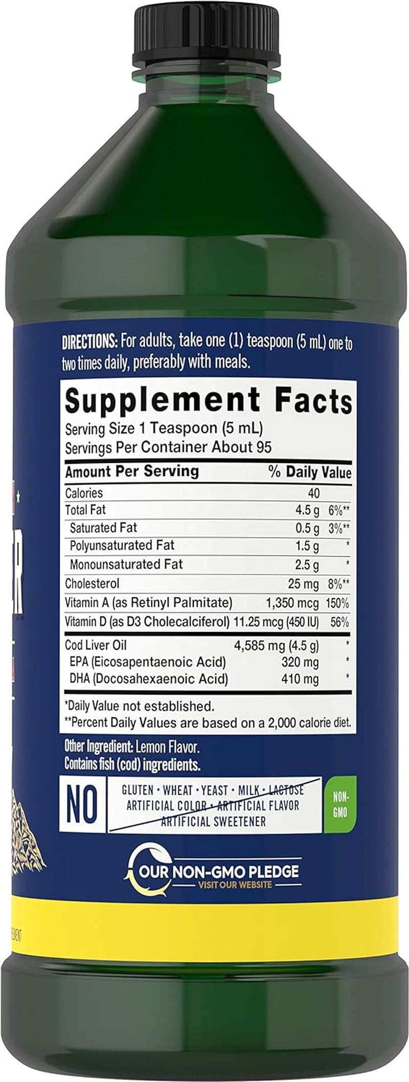 Carlyle Cod Liver Oil Liquid | 16 Fl Oz | Pack of 3 Bottles | Lemon Flavor | Norwegian | Non GMO, Gluten Free