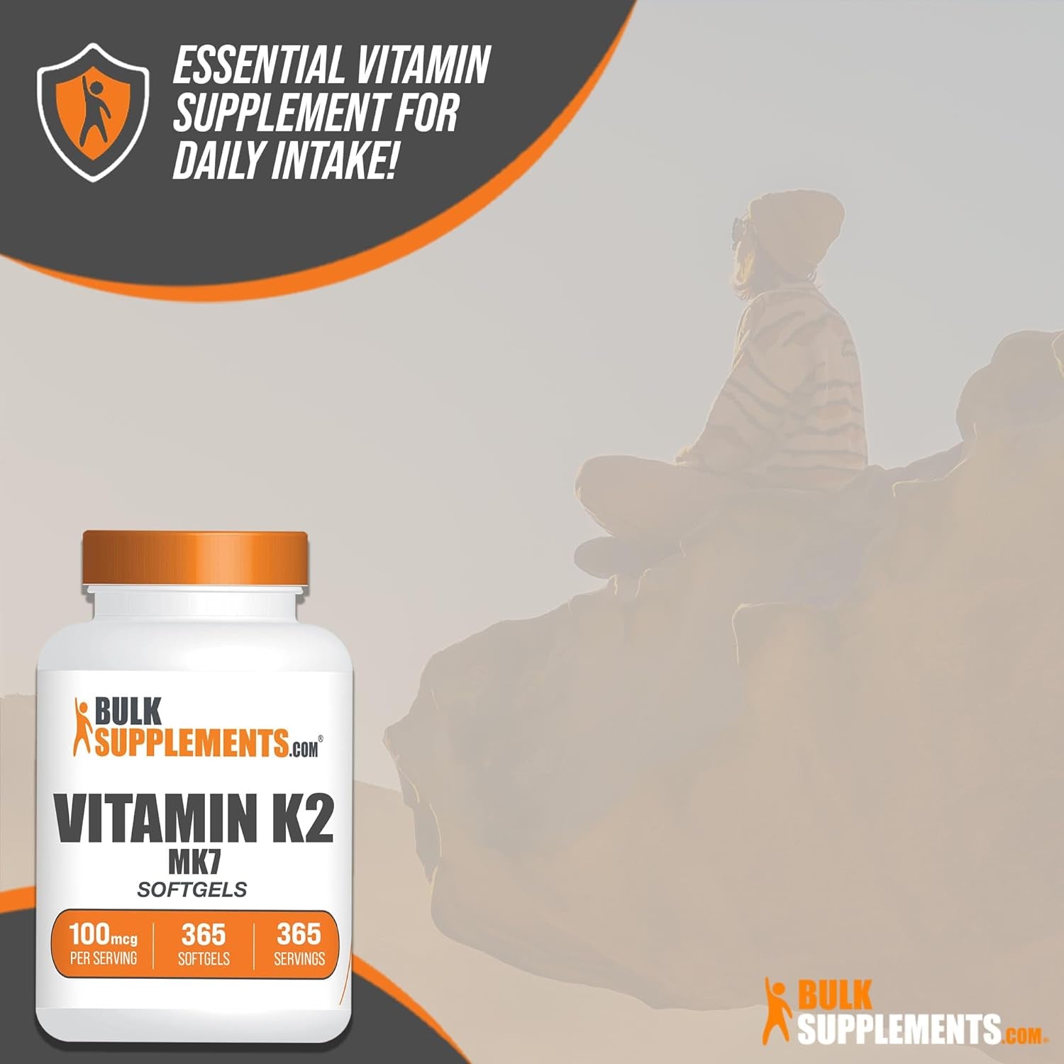 .Com Vitamin K2 Softgels - Vitamin K2 MK7, Vitamin K2 Supplement, Vitamin K2 100 Mcg - MK7 Vitamin K2 for Bones, Gluten Free - 1 Softgel per Serving, 365 Softgels