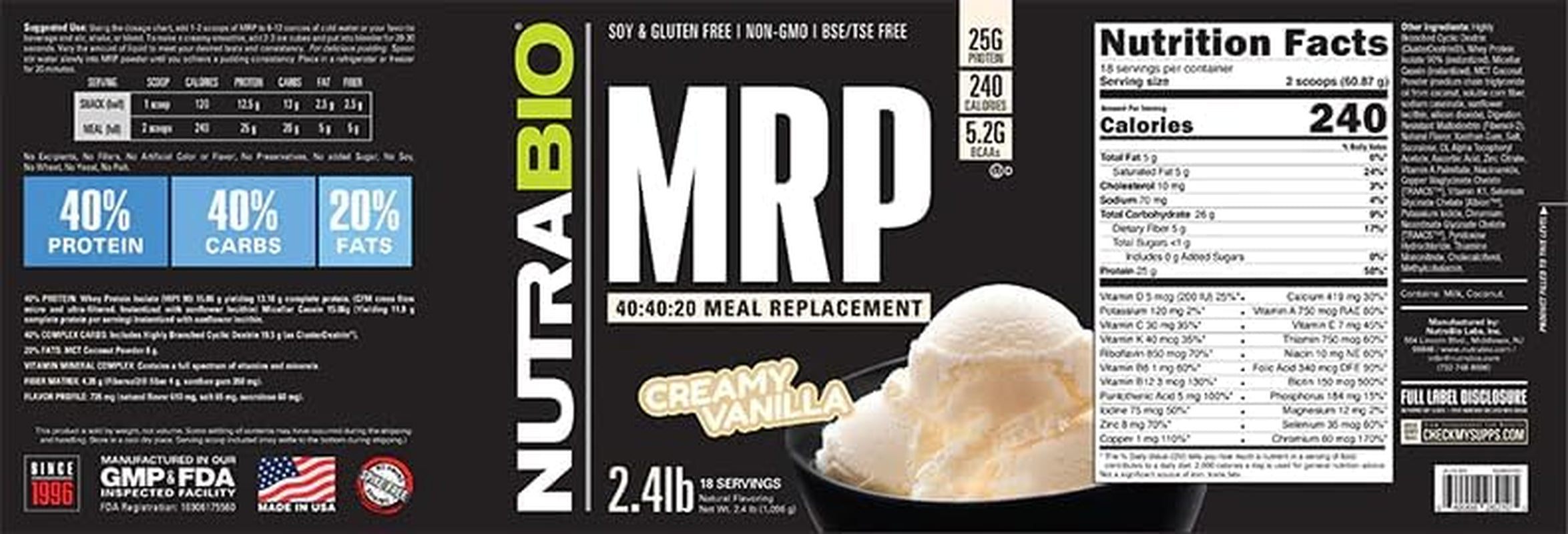 Nutrabio MRP, Complete Meal Replacement Powder (Creamy Vanilla) 