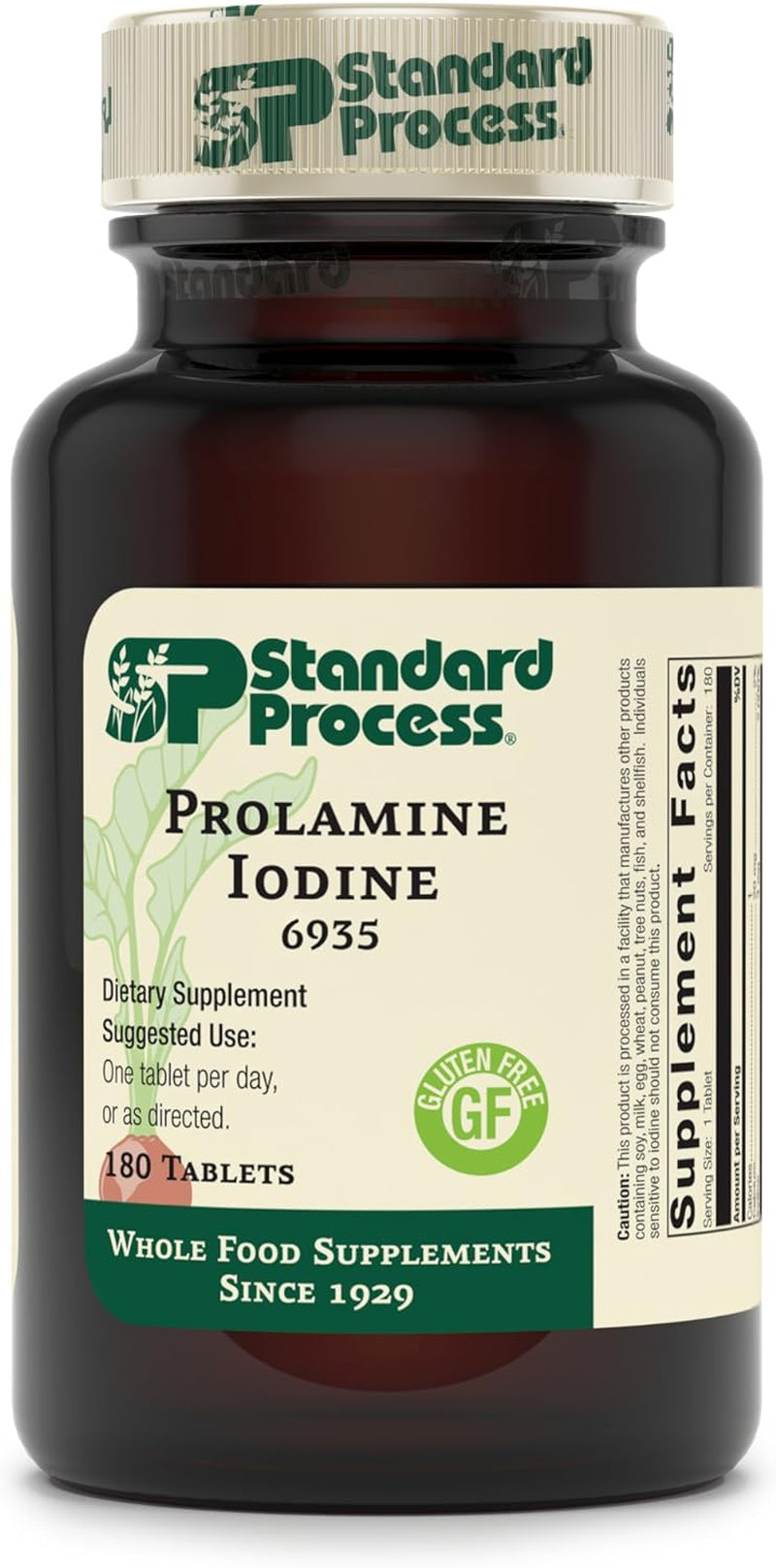 Standard Process - Prolamine Iodine - Supports Healthy Iodine Levels, Healthy Thyroid Function, Calcium, Iodine, Gluten Free and Vegetarian - 180 Tablets