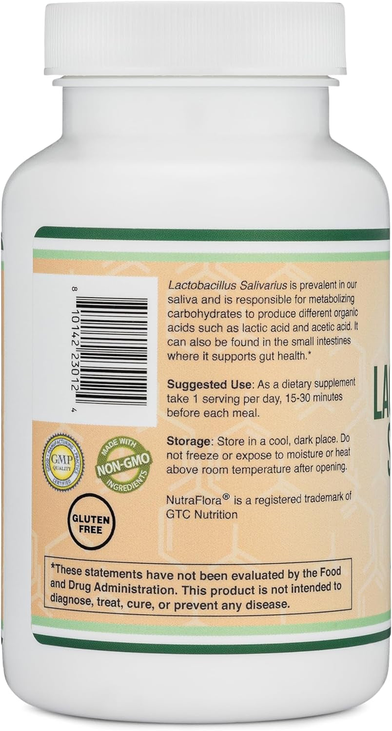 Lactobacillus Salivarius Oral Probiotics - Vanilla Tablets for Dental Health, Teeth, and Gums - Extreme Bad Breath Treatment for Adults (120 Count, 2 Billion Cfus per 20Mg Tablet) by Double Wood 