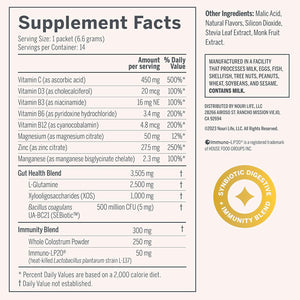 Nouri Staywell Lemonade Synbiotic Digestive + Immunity Blend, Prebiotics and Probiotics, Powder Stick Pack for Digestive and Immune Health, 0 Calories, 0 Sugar - 14-Count (Lemonade)