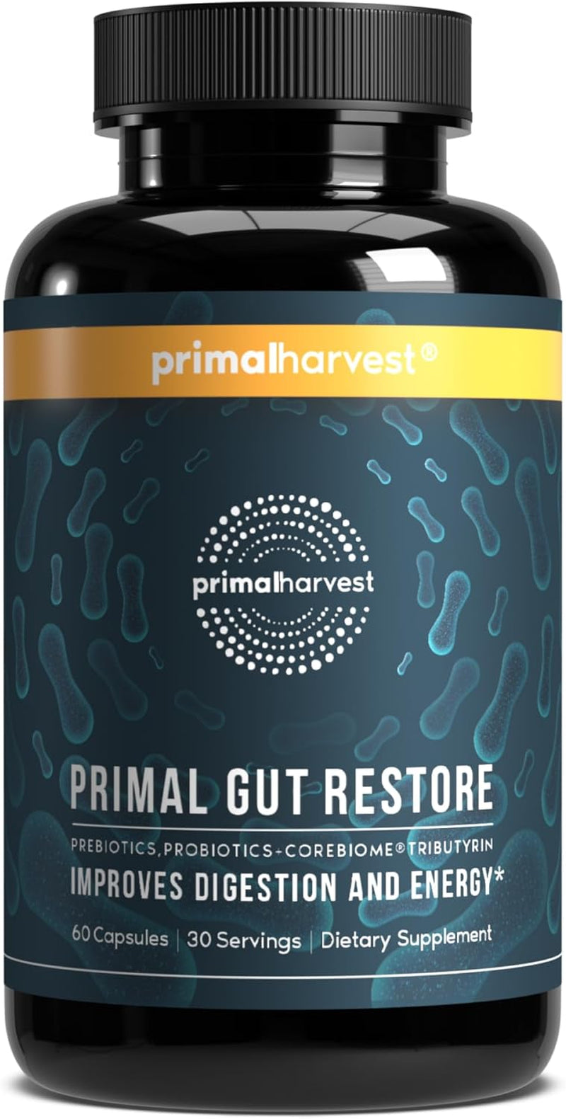 Primal Harvest Restore for Gut Health, Primal Gut Restore W/Postbiotics, Prebiotics and Probiotics for Women and Men, 60 CT - Digestion, Colon Cleanse 