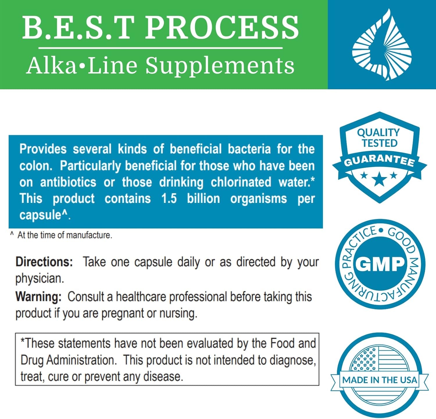 Alkadophilus (3 Pack) Best Process Alkaline — No Refrigeration Probiotic & Prebiotic Digestive Supplement — 1.5 Billion CFU of Good Bacteria & Beetroot