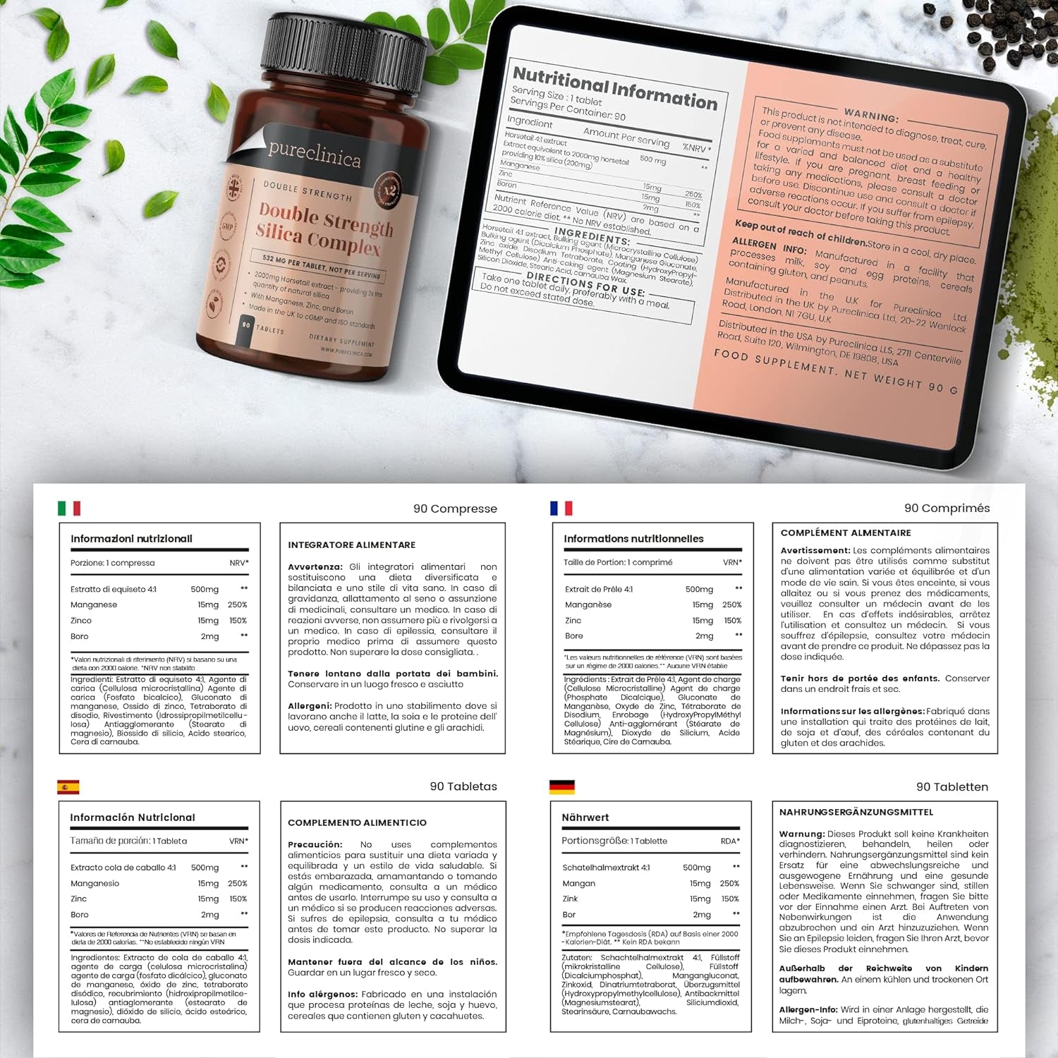 Double Strength Silica Complex – 3 Month Supply! (2000Mg Horsetail Extract X 90 Tablets)