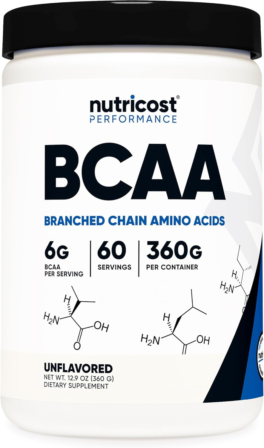 Nutricost BCAA Powder 2:1:1 (Unflavored, 60 Servings) - Vegetarian, Non-Gmo, Gluten Free, Branched Chain Amino Acids