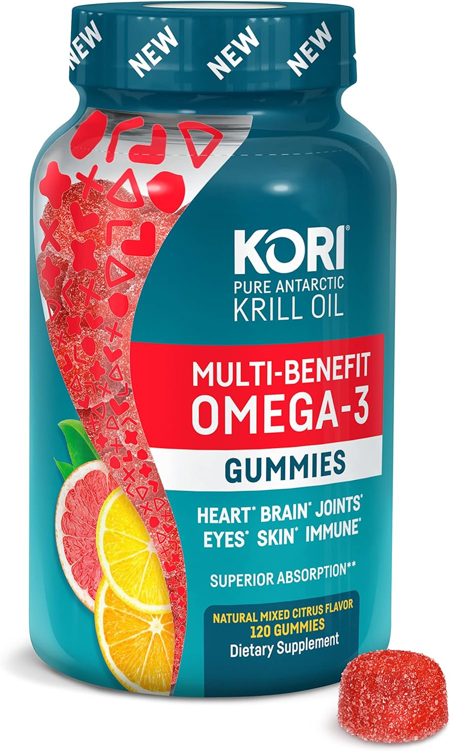 Kori Multi-Benefit Omega-3 Gummies| Heart, Brain, Joint, Eye, Skin, & Immune| Non-Gmo, No Artificial Flavors or Synthetic Colors| Antarctic Krill Oil with Superior Absorption Vs Fish Oil