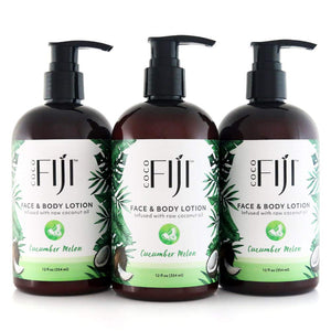 Coco Fiji Face & Body Lotion Infused with Coconut Oil | Lotion for Dry Skin | Moisturizer Face Cream & Massage Lotion for Women & Men | Pineapple Coconut 12 Oz, Pack of 3