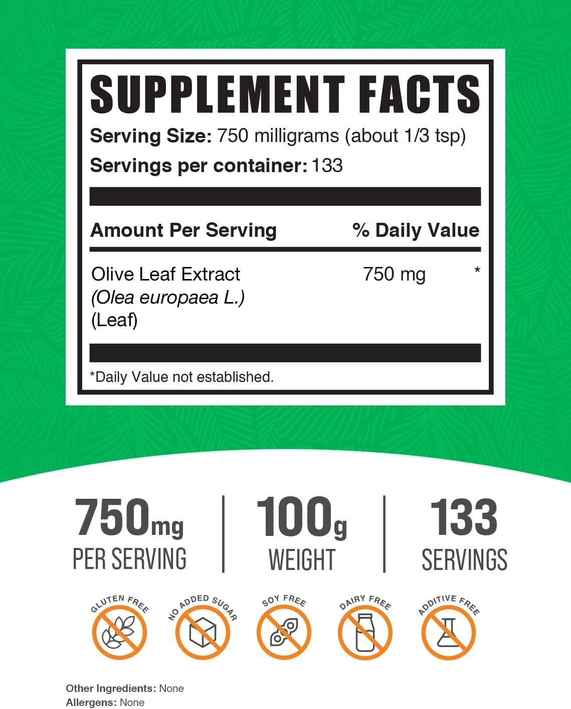 Bulksupplements.Com Olive Leaf Extract Powder - Herbal Supplement, Antioxidant Source, Olive Leaf Powder - Gluten Free, 750Mg per Serving, 250G (8.8 Oz) (Pack of 1)