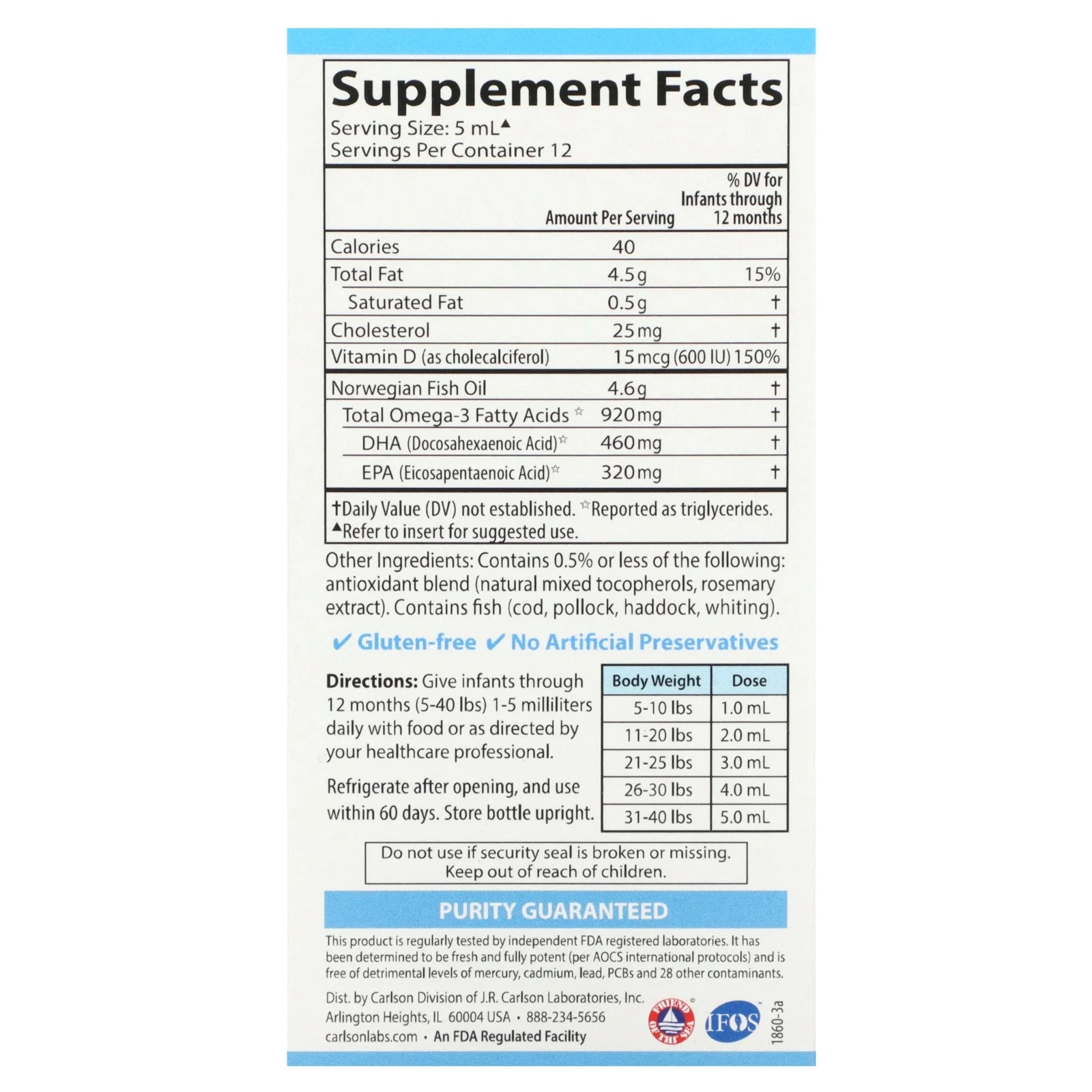 '- Baby'S DHA, 920 Mg Omega-3S + 600 IU (15 Mcg) Vitamin D3, Norwegian, Wild Caught, Sustainably Sourced, 60 Ml (2 Fl Oz)