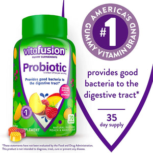 Vitafusion Probiotic Gummy Supplements, Raspberry, Peach and Mango Flavors & Vitamin D3 Gummy Vitamins for Bone and Immune System Support 