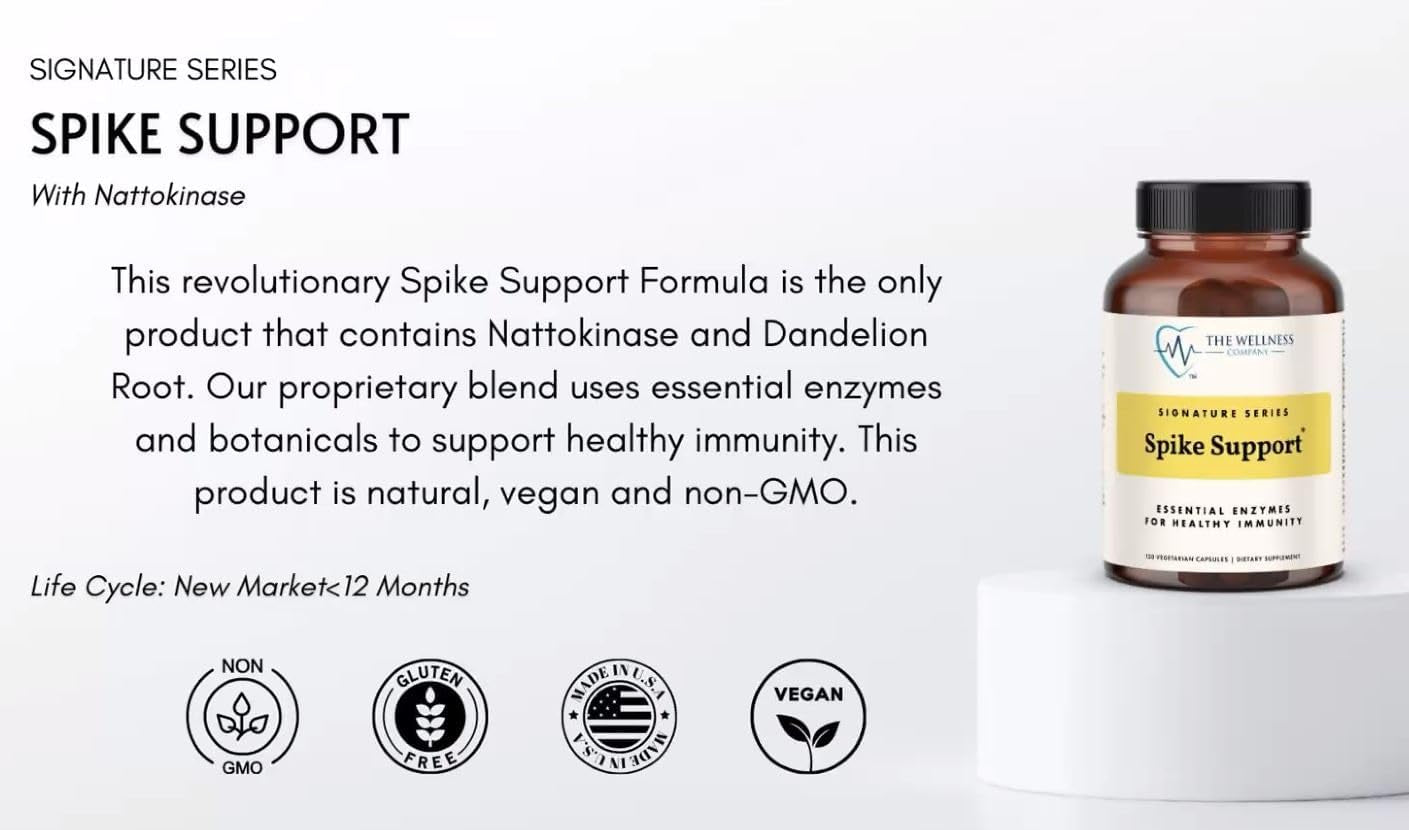 The Wellness Company Original Spike Support Formula Supplement | 120 Capsule 2 Month Supply | Natural Immunity Booster with Herbal Extracts | Vegan, Non-Gmo, Gluten-Free