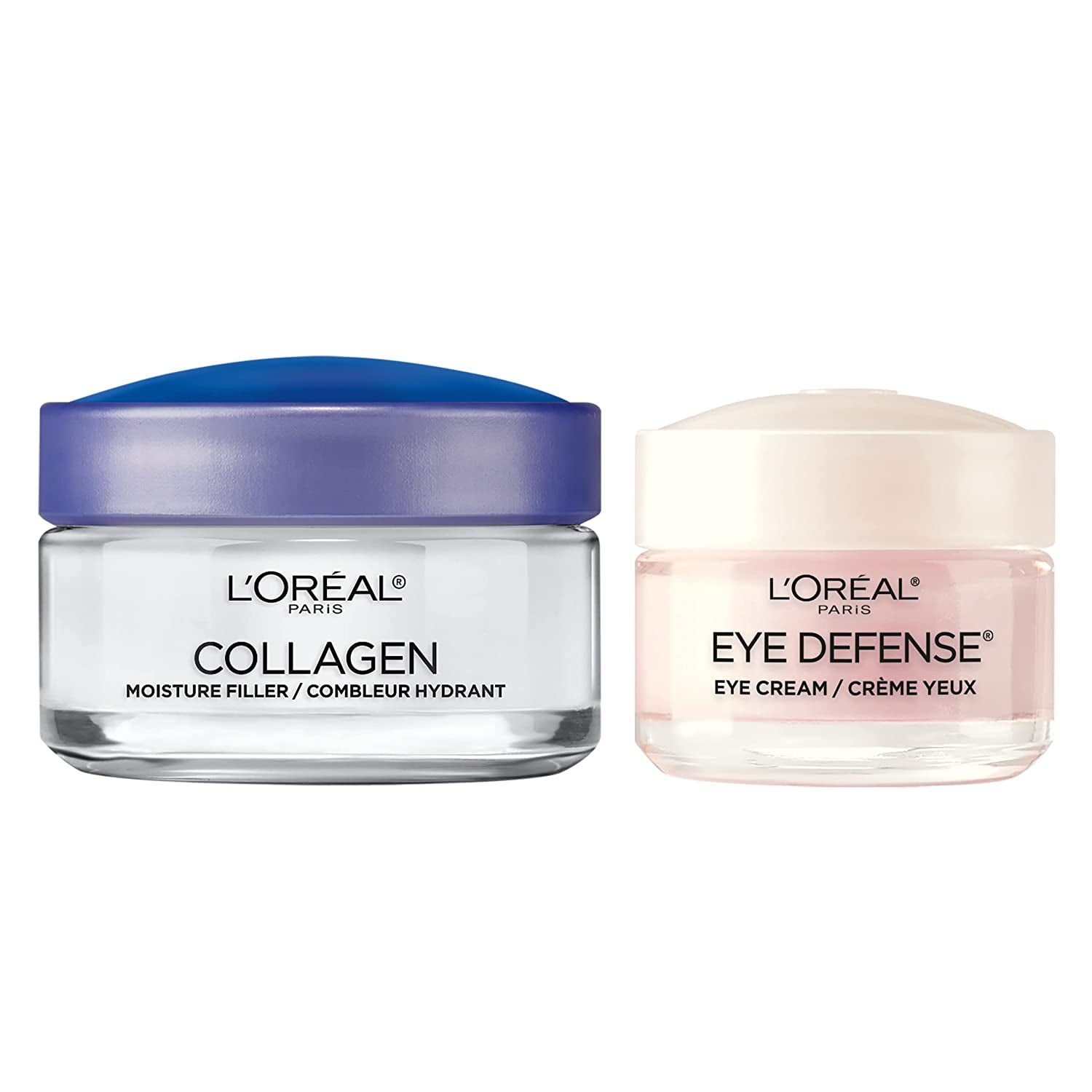 L'Oreal Paris Collagen Face Moisturizer Day and Night Cream, 1.7 Oz + Dermo-Expertise Eye Defense Eye Cream, 0.5 Oz