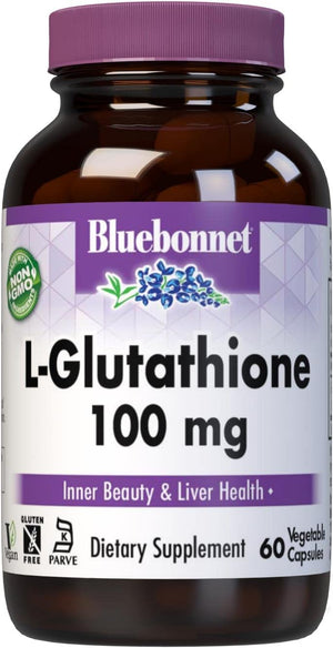 L-Glutathione 100 Mg Vitamin Capsules, 60 Count, White