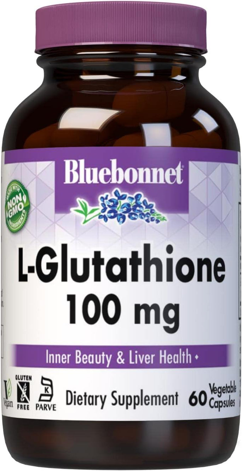 L-Glutathione 100 Mg Vitamin Capsules, 60 Count, White