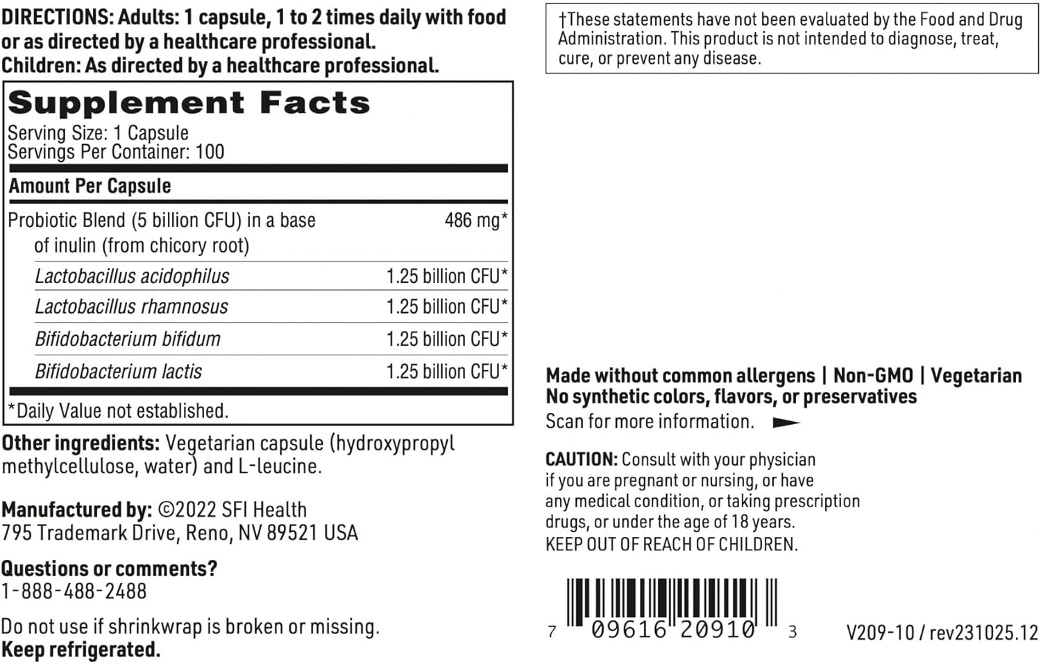 Klaire Labs Vital-Plex Probiotic - Helps Rebalance GI Microbiota for Men & Women, 5 Billion CFU Hypoallergenic & Dairy-Free Bifidobacterium & Lactobacillus Blend (100 Capsules, 2 Pack)
