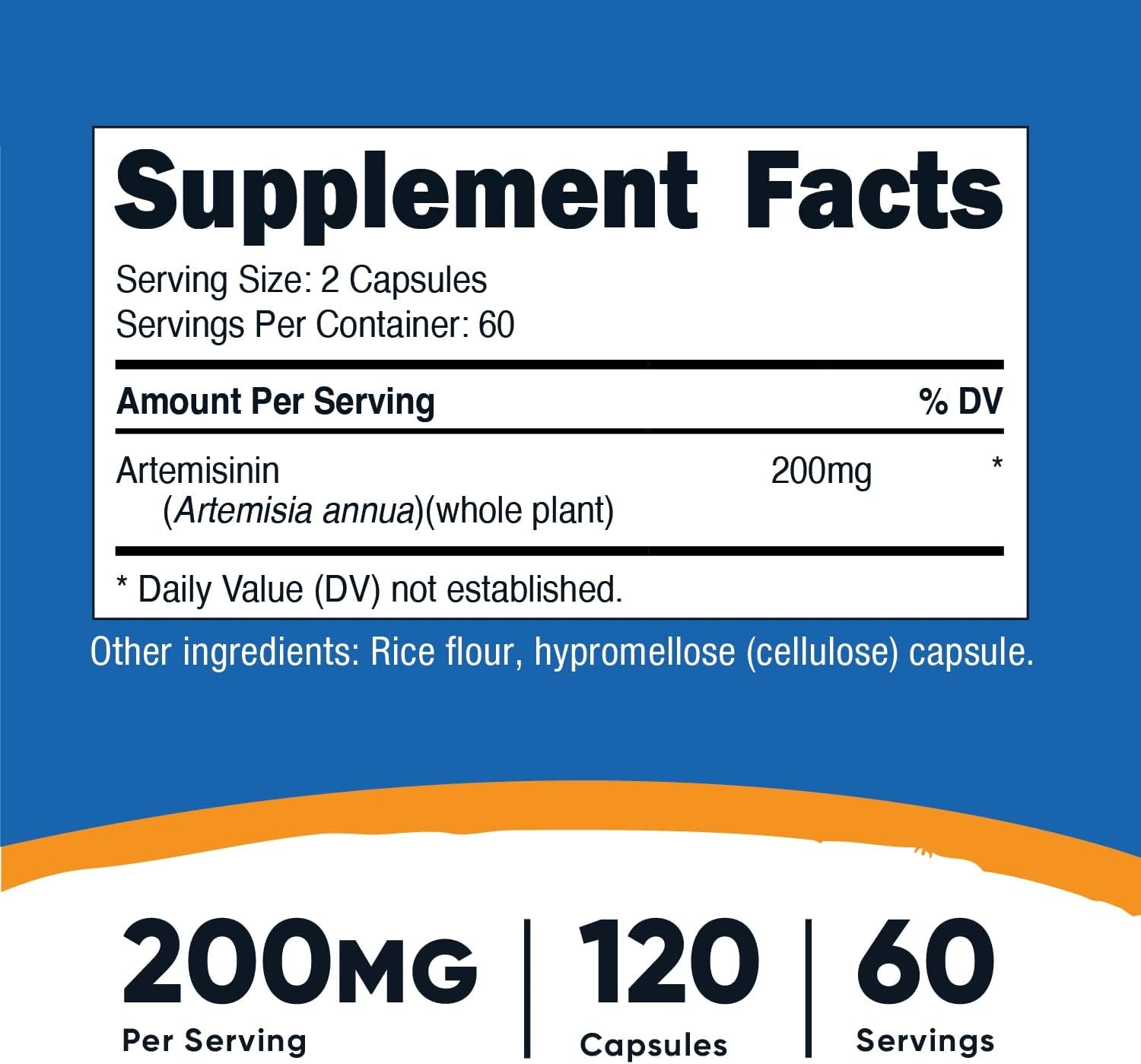 Nutricost Artemisinin 200Mg, 120 Vegetarian Capsules - Non-Gmo, Gluten Free, 60 Servings 