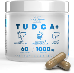 TUDCA+ 1000Mg Bile Salt Supplement for Liver Support, Detoxification, Digestive Health, Inflammation, and Skin Health - Made in the USA (60 Vegan Capsules)