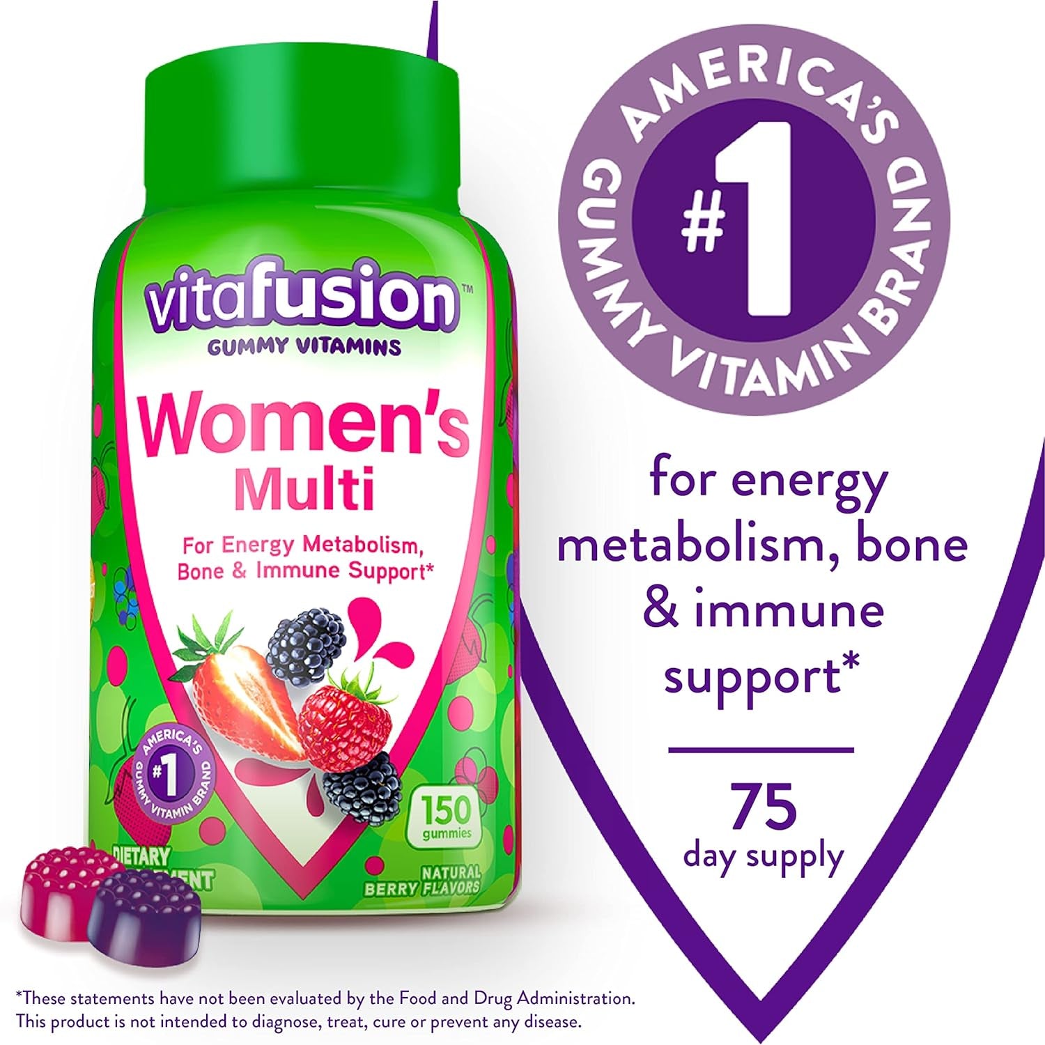 Vitafusion Probiotic Gummy Supplements, Raspberry, Peach and Mango Flavors & Vitamin D3 Gummy Vitamins for Bone and Immune System Support 
